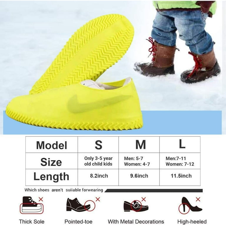 Shiwely Silicone Waterproof Shoe Covers, Upgrade Reusable Overshoes with Zipper, Resistant Rain Boots Non-Slip Washable Protection for Women, Men (L