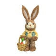 thumbnail image 4 of Estatuilla de conejo tejida de paja de pie, estatua de conejo, escultura de Pascua, accesorios de fotografía, manualidades para jardín, escritorio, Chico Ropa Amarilla perfecl Conejo de Pascua de paja, 4 of 8