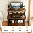 thumbnail image 4 of HDOFM 39.4 Inch Small Computer Desk for Small Space, Rolling Office Desk with Monitor Stand, Student Study Writing Desk for Bedroom, 4 of 7