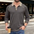 thumbnail image 5 of Mens Long Sleeve Polo Shirts Fashion Casual Raglan Button Polo Tee Collared Golf Shirt, L, 5 of 6