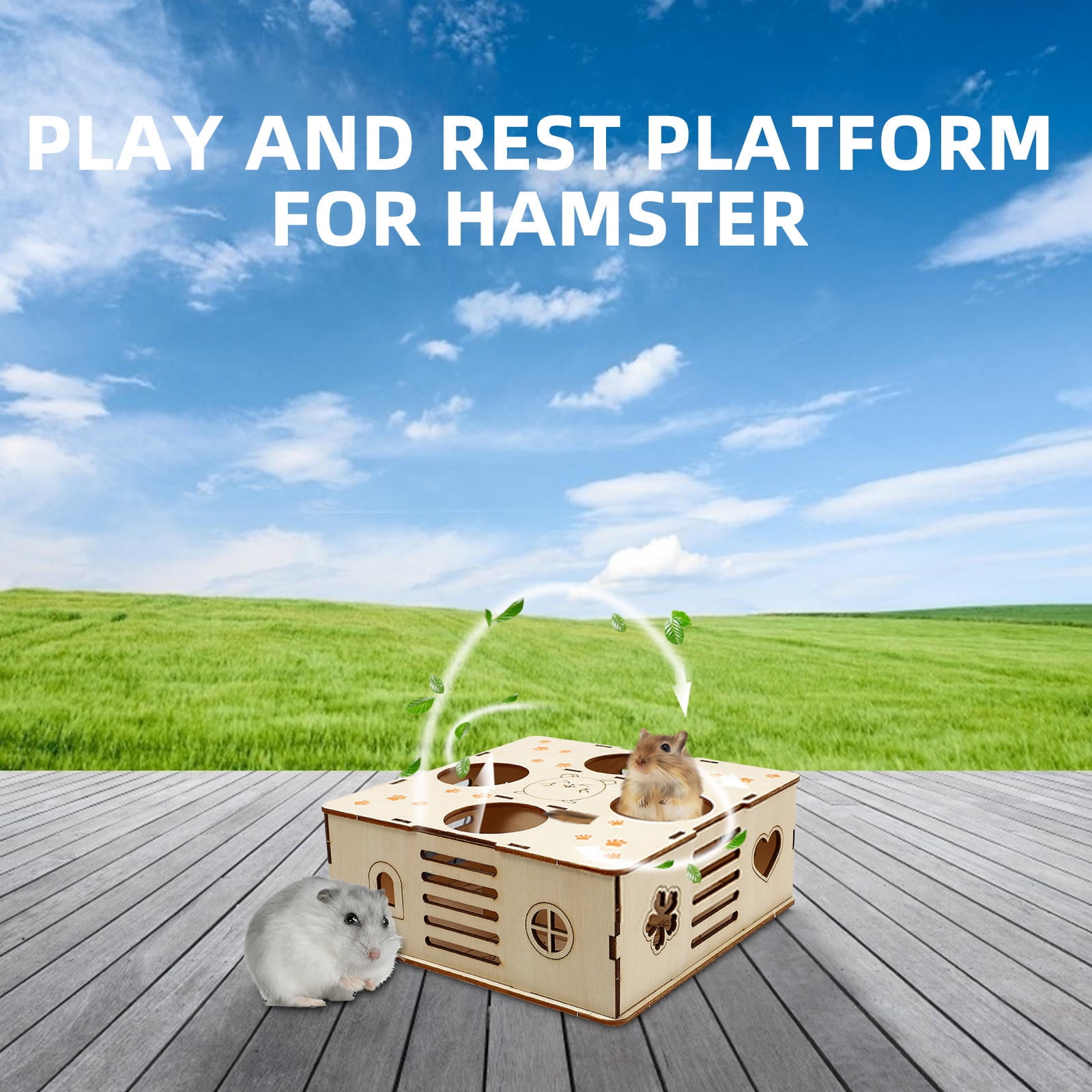 COMPUKAS Hamster Maze Toy for Small Pets, Light Brown Indoor Play Accessory for Hamster Supplies and Pet Owners