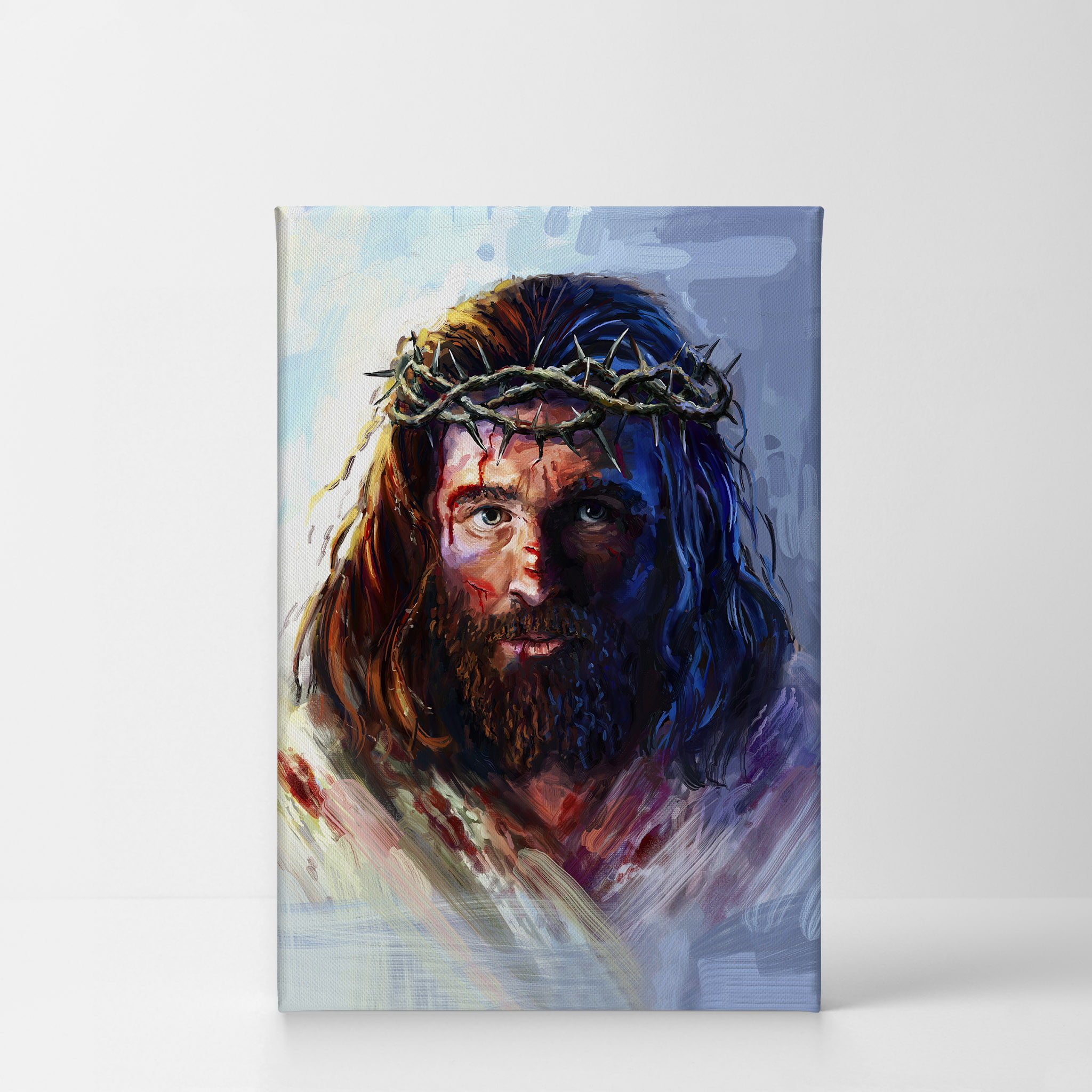 Smile Art Design Jesus Christ in a Crown of Thorns Oil Painting  Reproduction Canvas Wall Art Print Jesus Christ Religious Living Room  Bedroom Office Home Decor Christian Gift 30x40