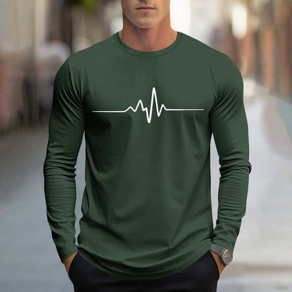 HOMADLES Mens Long Sleeve Shirts for Men Crewneck Casual Athletic Loose Fit Soft Stretch, Tee Shirts Army Green S