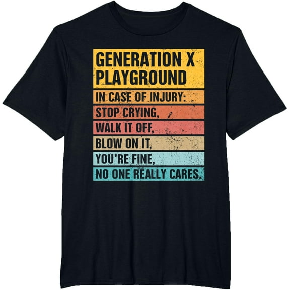 Retro Vintage Funny Gen X 70’s 80’s Generation X Playground T-ShirtMen and women, Black T-shirt, size: Extra large