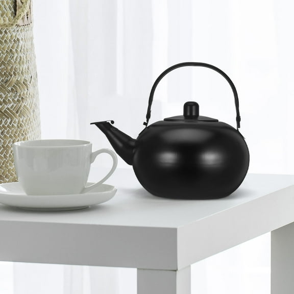Raindrops Stainless Steel Tea Kettle with Integrated Strainer for Kitchen Use Black 1.5L