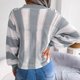 thumbnail image 4 of Suéter de mujer Mangas largas de linterna Cuello en V Bloque de color Estampado de leopardo Suéter holgado, 4 of 6