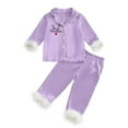 thumbnail image 6 of HNMKIU Kids Fashion Pajamas Set Toddler Outfits for Girls Long Sleeve Shirt Trousers Cute Print Casual Comfort Sleepwear Purple-B,12-13 Years, 6 of 6