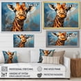 thumbnail image 4 of Designart "Animal Cobalt Giraffe composition" Animals Floater Framed Canvas Wall Art, 4 of 7