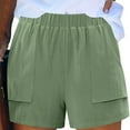 thumbnail image 2 of ShomPort Womens Cotton Linen Casual Summer Shorts Elastic Waist Dressy Comfy Lightweight Short Pants with Pocket, 2 of 8