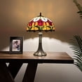 thumbnail image 2 of Tiffany Table Lamp  Stained Glass Red Tulips Included LED Bulb For Living Room Bedroom Bedside 12"W*12"D*19"H, 2 of 9