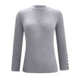 thumbnail image 4 of Women's Fall Slim Ribbed Knit Long Sleeve Tops Sweater Mock Turtleneck Stretch Shirts Basic Casual Solid Color Pullover, 4 of 5
