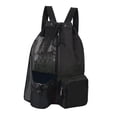 thumbnail image 2 of Mochila de malla mochila Bolsa de equipos deportivos aliviables transpirables organizador de nylon entrenando equipo mochila playa con bolsillo húmedo negro, 2 of 8