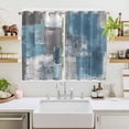 thumbnail image 2 of Blue Grey Kitchen Curtains 63 Inch Length, Modern Oil Painting Art Abstract Grommet Top Bedroom Living Room Curtains, Light Filtering Cafe Curtain Drapes 2 Panels Set 104''x63'', 2 of 9