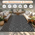 thumbnail image 4 of LUOVEN 8x10 Waterproof Outdoor Rug Reversible Plastic Straw Patio Carpet for Deck, RV, Camping, Backyard, Porch, Garden, Black & Grey, 4 of 8