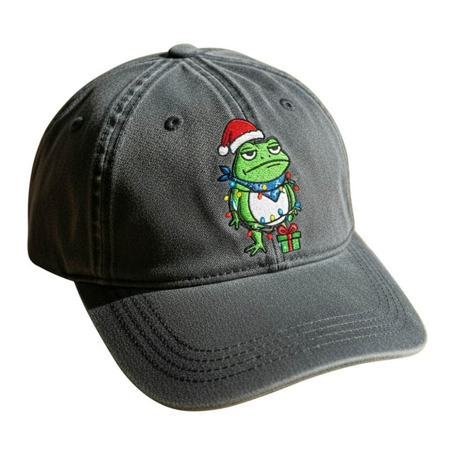 Gorra de béisbol navideña | Gorra de Papá Noel con bordado de rana y cierre ajustable para hombre y mujer | Gorra navideña estructurada, transpirable y cómoda, ideal como regalo para fiestas, fotos