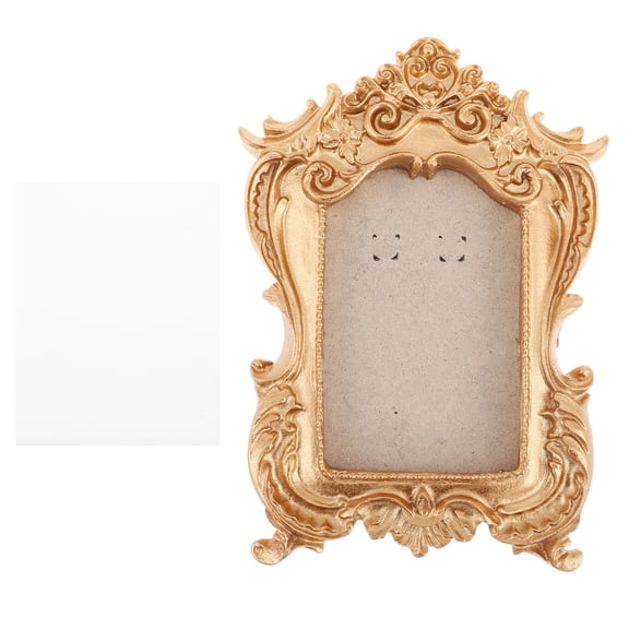 OFFIGAM Vintage Resin Picture Frames Mini Antique Picture Frames Jewelry Display Photo Frame Retro Photo Holder Gothic Wall Hanging Decor Golden
