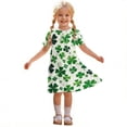 thumbnail image 4 of Robes d'Été Décontractées pour Filles, Tenue de la Saint-Patrick pour Enfants à Manches Courtes, Robe de Fête à Col Rond pour Tout-Petits pour les Vacances, Robe Sans Manches Évasée pour l'École et le Quotidien, 4 of 8