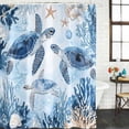 thumbnail image 3 of Blue Beach Coastal Waterproof Fabric Shower Curtain,Coral Nautical Sea Turtle Waterproof Fabric Shower Curtain for Bathroom Curtains Bathtubs Hotel Shower Curtains with 12 Hooks Small 36x72in, 3 of 8