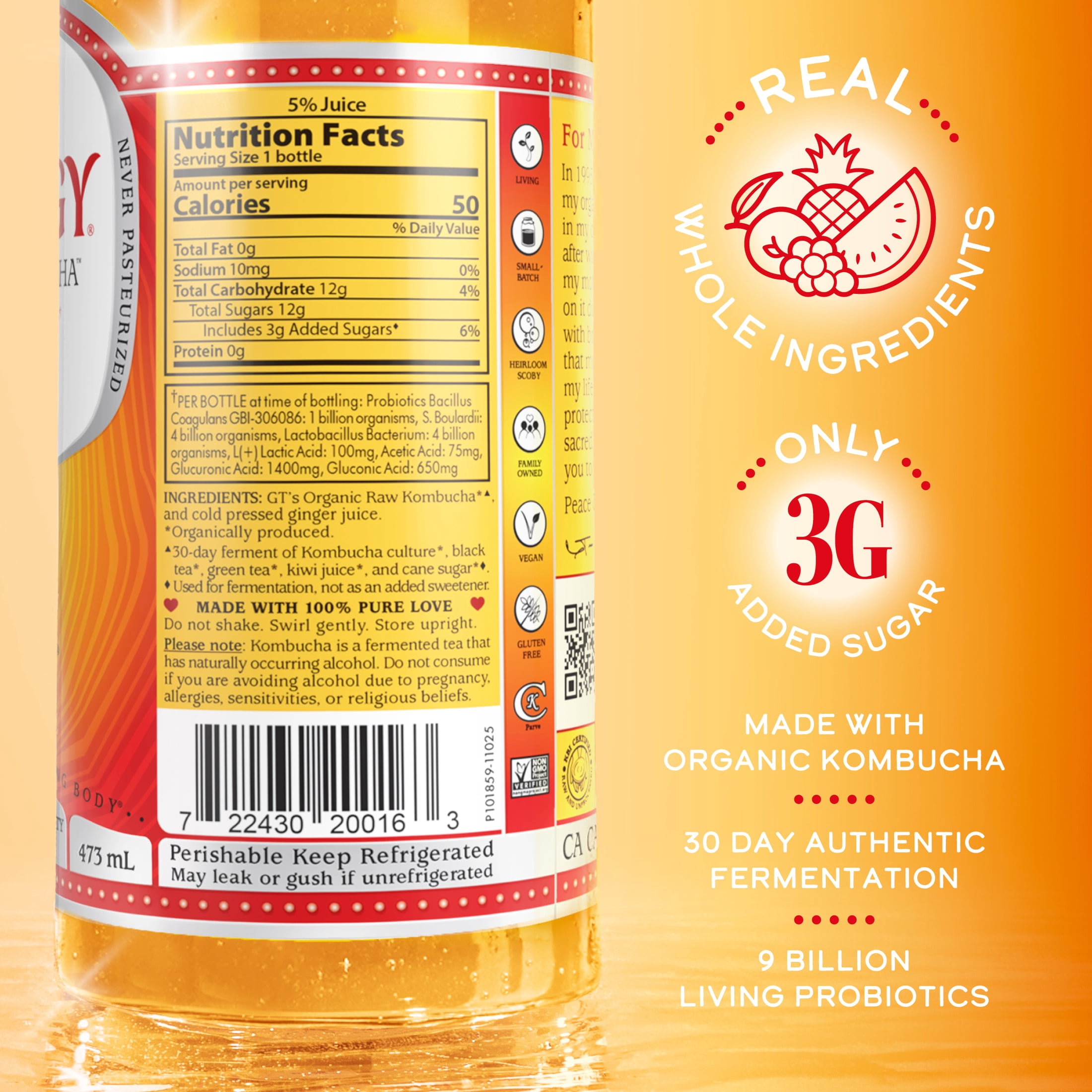 GT's Synergy Gingerade Kombucha 16 fl oz