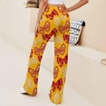 thumbnail image 3 of Top-kevin Red Yellow Bow Flower Women's Yoga Pants Wide Leg Loose Casual Straight Lace Up Pants Lounge Sweatpants, 3 of 14