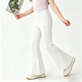 thumbnail image 4 of Nilvkv Girls Flare Pants, Leggings for Girls, Ice Silk Solid Bell Bottoms with Elastic Waist for Summer Casual Wear White 5-6 Years, 4 of 8