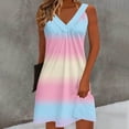 thumbnail image 4 of Aimik Women's Spaghetti Strap Dress Summer V Neck Non Positioning Print Loose Swing Mini Dress Lightweight Elastic Slip Dress, 4 of 5
