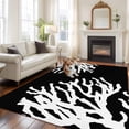 thumbnail image 3 of Sea White Coral Washable Living Room Rugs 5'x7', Marine Black Background Modern Art Low Pile Throw Large Area Rugs Non-Slip Sturdy Edge Binding Carpet for Dining Room Bedside Kitchen, 3 of 9