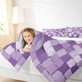 thumbnail image 4 of Homewish Dreamy Plum Square Queen Comforter Set for Kids, Abstract Buffalo Piald Bedding Sets, Vintage Oil Printing Reversible Bedding Comforter Set, Breathable Home Decor, 3-Piece, 4 of 8
