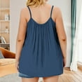 thumbnail image 5 of Olyvenn Fashion Plus Size Tank Tops for Women Summer Fashion Pleated Boho Solid Loose Cami Spaghetti Strap Tunic Blouses Navy L, 5 of 7