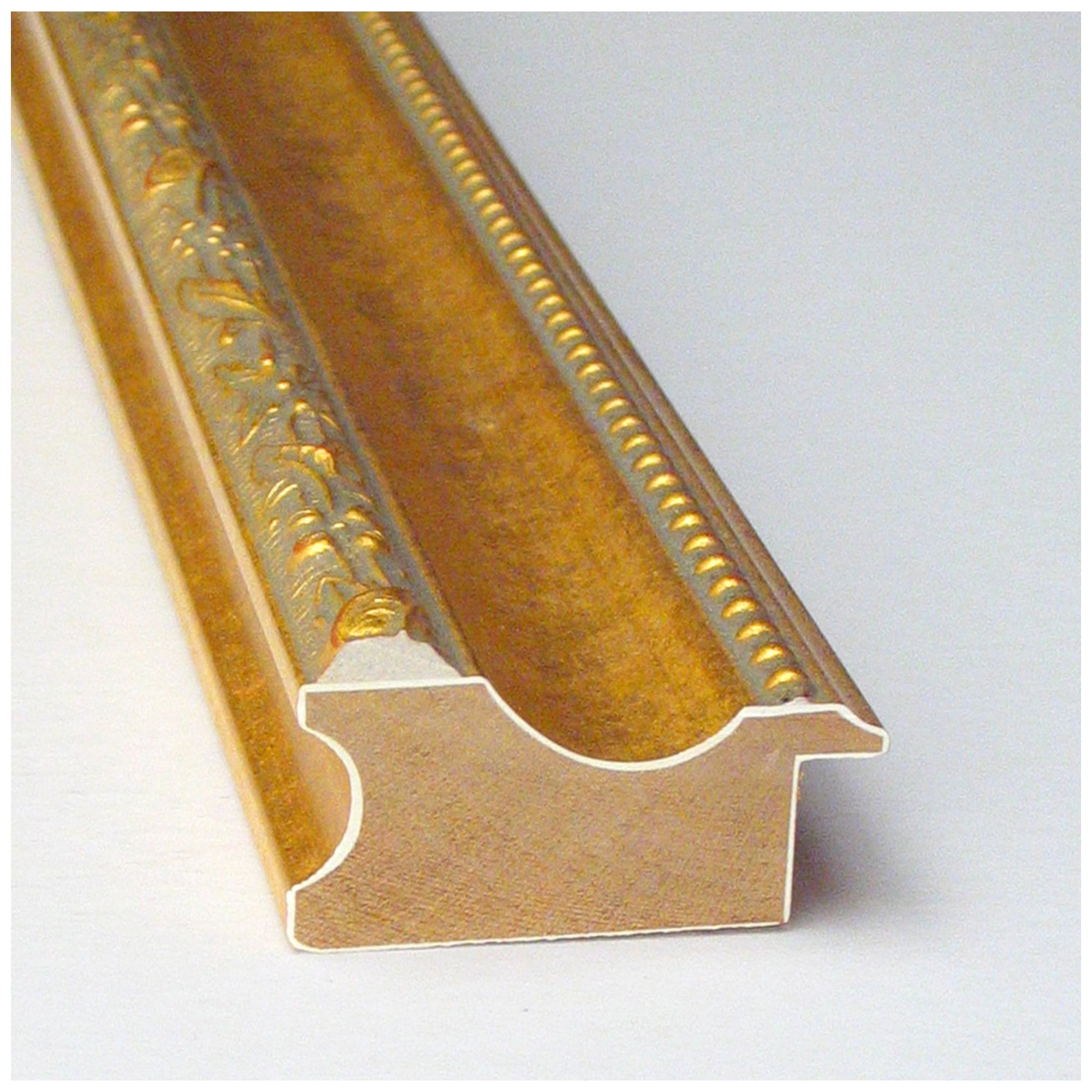 Amanti Art White Cork Board Wood Framed Colonial Embossed Gold Bulletin Board 32 in. x 24 in.