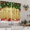 thumbnail image 2 of CUH Christmas Modern Topper Kitchen Curtains Semi Sheer Bedroom Decor Drapes Santa Tiers Cafe Short Panel Style-5 W:28"x H:39"*2 Panels, 2 of 6