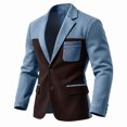 thumbnail image 4 of PBFRDSJ Men's Color Block Denim Patchwork Blazer Casual Sport Golf Coat Notched Lapel Two Button Slim Fit Blazer Jacket, 4 of 5