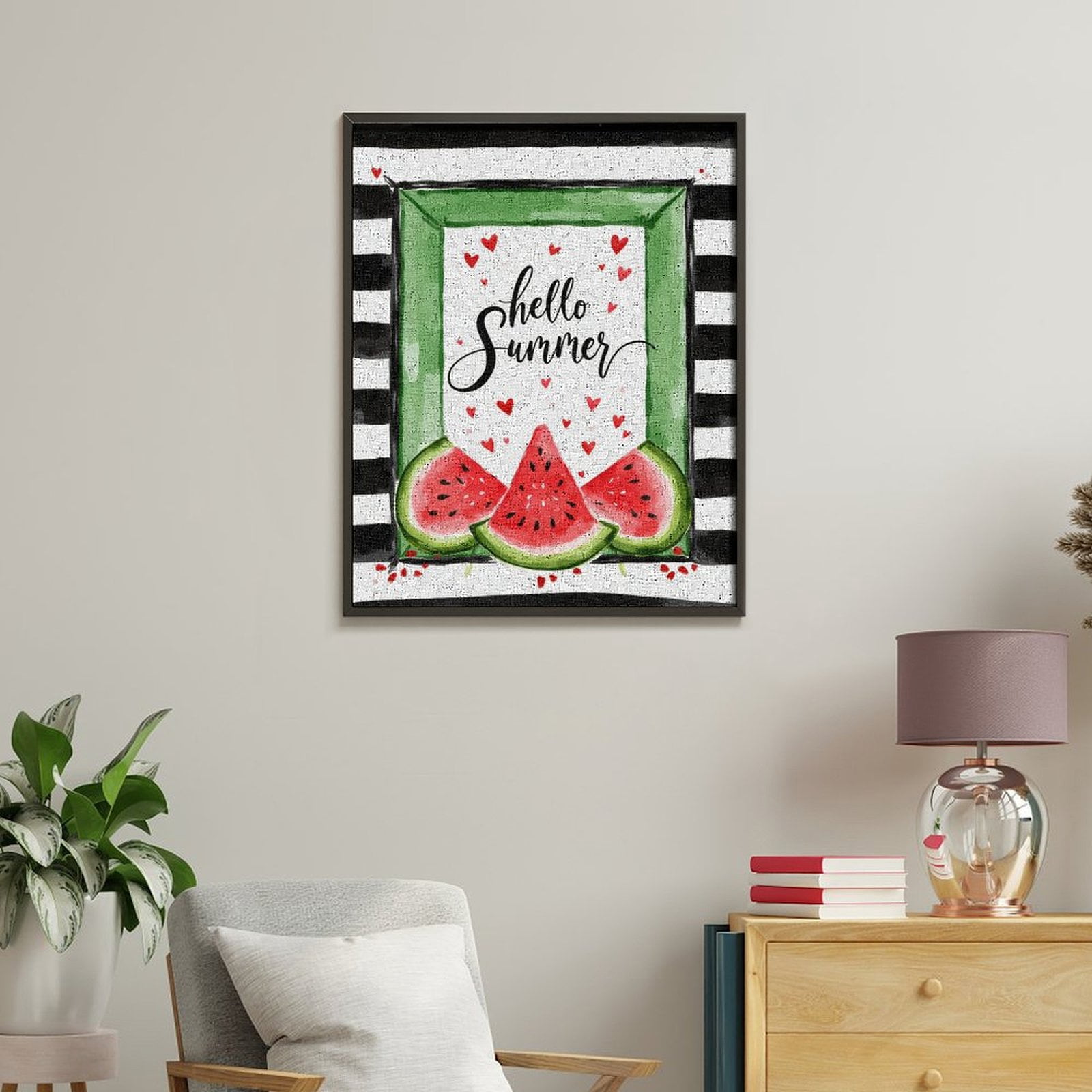 Paint By Numbers Kit for Adults Beginner - DIY Watermelon Summer Art Stripes Hearts Canvas Painting Kits for Adults, Frameless Paint By Number for Adults for Home Wall Decor 16x20 Inch