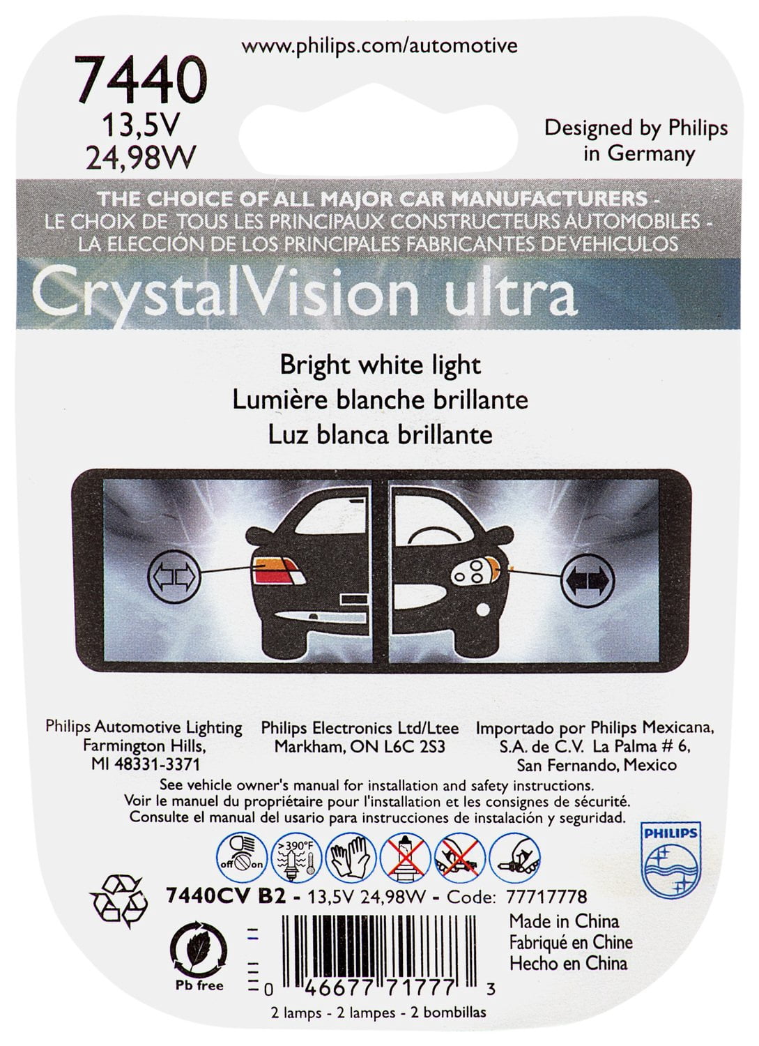 Philips CrystalVision ultra miniature 7440, Pack of 2