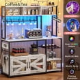thumbnail image 4 of Baker Rack with 8 Open Shelves and Hutch for Kitchen, Multifunctional Microwave Stand with Charging Station and LED Lights, Coffee Bar with Spacious Desktop and 8-S Hooks, White, 4 of 8