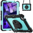 thumbnail image 2 of Case for iPad Air 5th Generation / iPad Air 4th Generation 10.9 inch with Screen Protector, 360 Degree Rotating Kickstand Hand Strap Shockproof Cover with Shoulder Strap, Sky Blue PC, 2 of 7