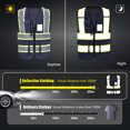 thumbnail image 3 of AYKRM High Vis Reflective Navy Safety Vest for Women Men Security Pocket Zipper, 3 of 5