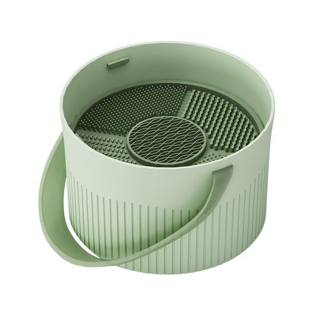 Cuenco limpiador de brochas de maquillaje, caja de limpieza de brochas, suministros de salón de limpieza para baños de mujeres y hombres Verde