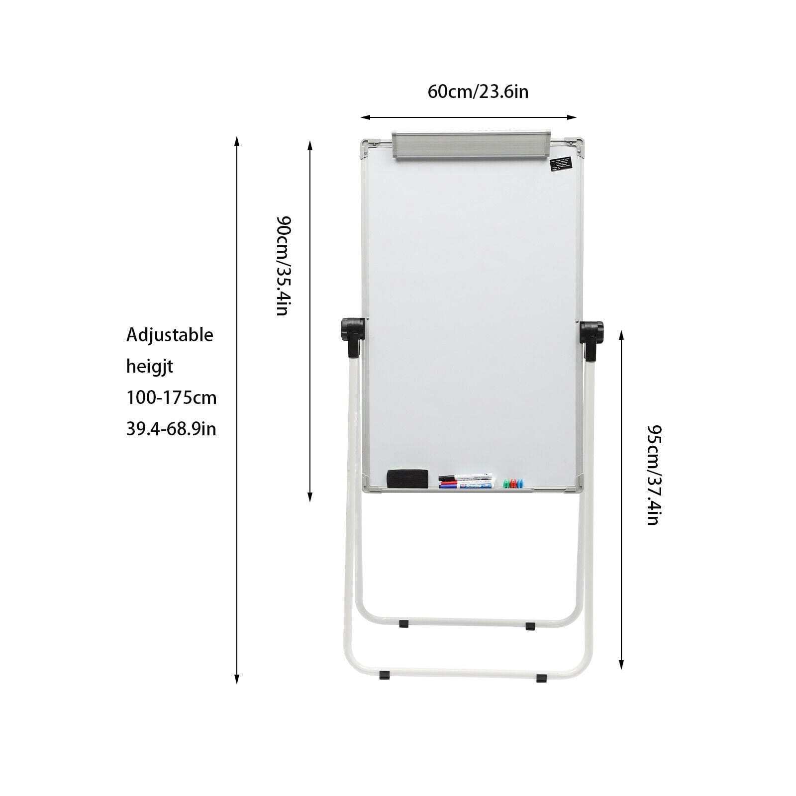 Easel Whiteboard 36 x 24 Inches Double Sided Magnetic Dry Erase Easel Board Height Adjustable Portable Easel Stand White Board for Office or Teaching at Home & Classroom (White)