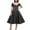 Black, variant on Pitauce Summer Dresses for Women 1950s Vintage Hepburn Style Short Sleeve Dresses V Neck Button Plaid Printed Flowy A-Line Knee-High Dresses
