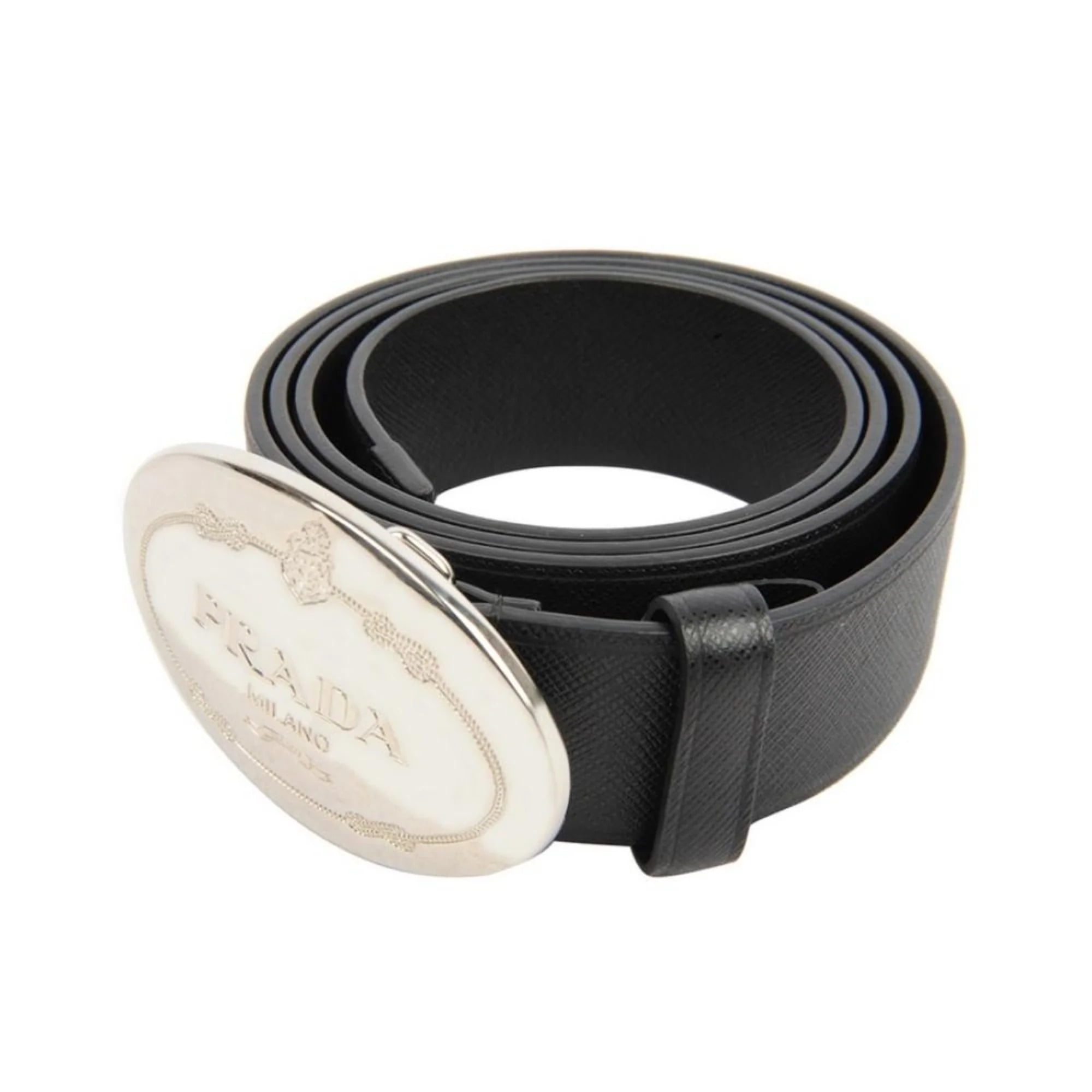 Prada Saffiano logo-print belt - Black