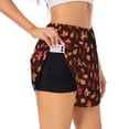 thumbnail image 3 of Lsque fall Maple leaf Printed Women's Running Shorts with Liner Pockets,Elastic Quick Dry Workout Athletic Gym Yoga Shorts,Womens High Waist Shorts-XX-Large, 3 of 9