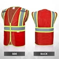 thumbnail image 2 of Chaleco de seguridad SULWZM rojo XL con cremallera y bolsillos, 2 of 6