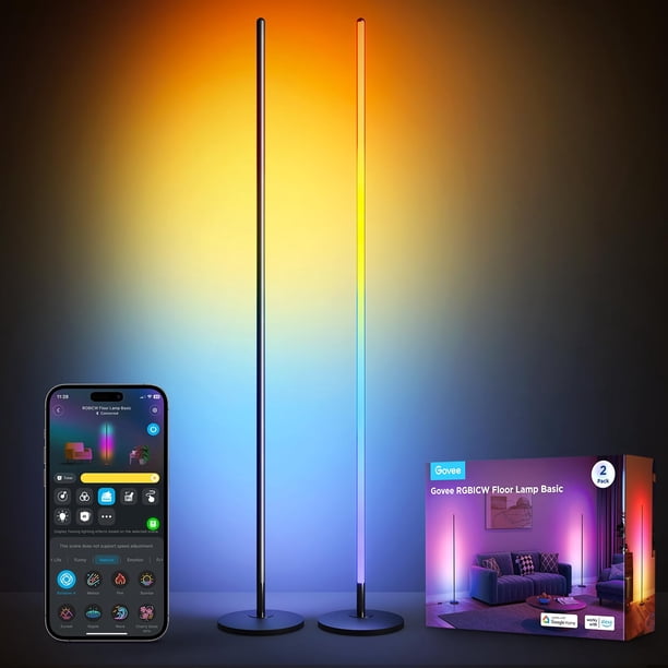 Lámpara de pie Govee RGBIC, paquete de 2 unidades, compatible con Alexa Black