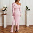 thumbnail image 6 of QHFBli Maternity Off Shoulder Long Sleeve Fitted Gown Maxi Chiffon Dress for Photo Shoot Baby Shower, 6 of 7