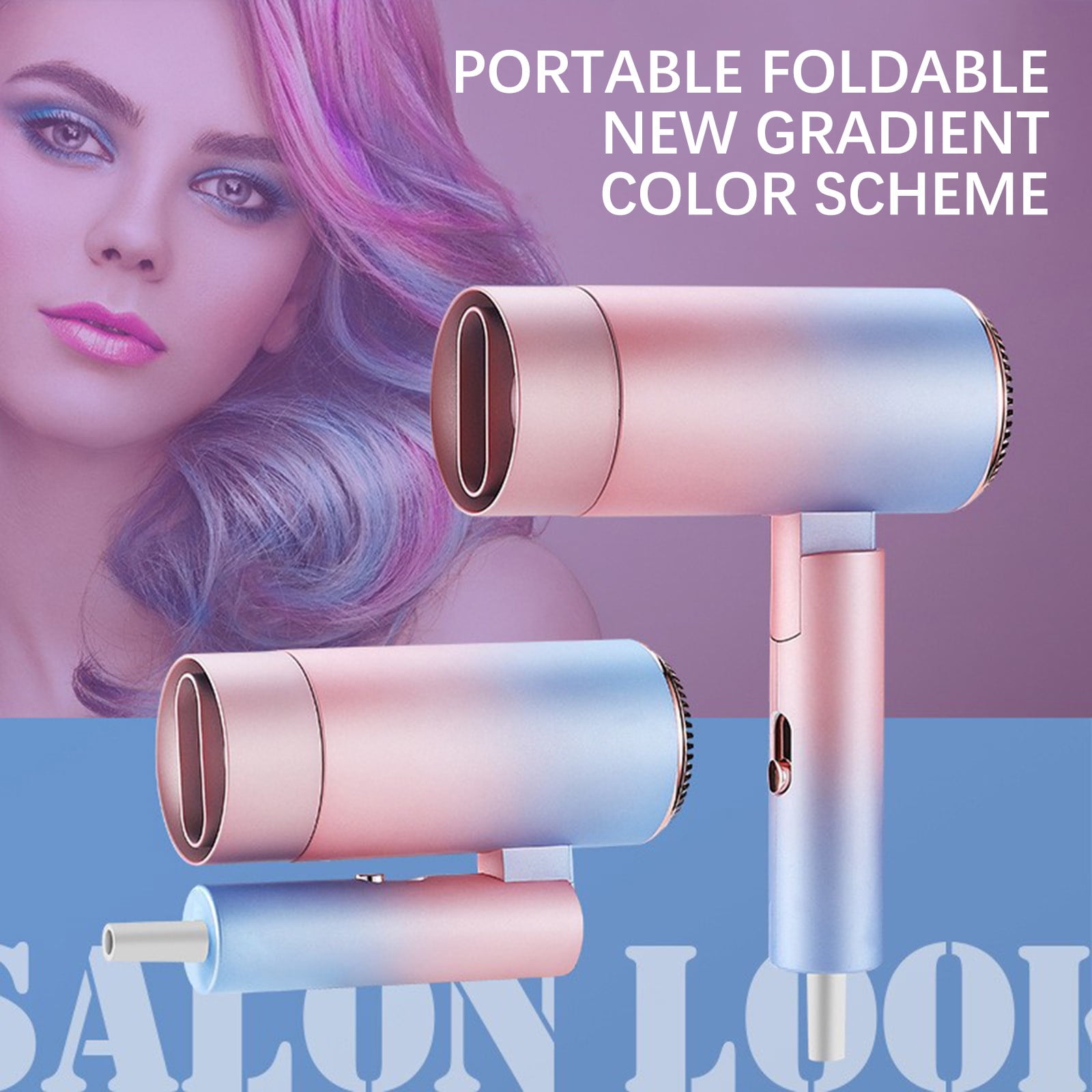 Hair Dryer, Lightweight for Travel & Storage, Foldable Handle Faster Dry Time Hot Hair Dryer Silent Hair Dryer