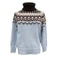 thumbnail image 3 of Fair Isle Sweater for Women Loose Comfortable Crew Neck Sweater Vintage Printed Fall Winter Long Sleeve Pullovers Top Multicolor Dark Blue XL, 3 of 4