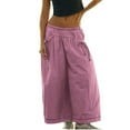 thumbnail image 2 of Womens Joggers Women's Loose Wide Leg Track Pants Summer Wide Leg Lounge Casual Pant With Big Ruched Pockets Pink XL, 2 of 9