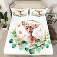 thumbnail image 2 of Manfei Watercolor Deer Twin Sheet Sets, Chic Butterfly Flower Twin Fitted Sheet, Woodland Animal Flat Sheet, Microfiber Bedroom Decor 3 Pieces, 2 of 7