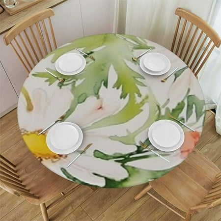 

Round Fitted with Elastic Edged | Daisy Flowers | Table Cover Tabletop Decoration